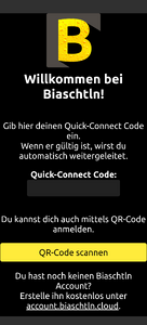 2. Die Biaschtln App herunterladen (Android oder iOS) oder alternativ die Biaschtln Web-App installieren und den QR-Code scannen.
