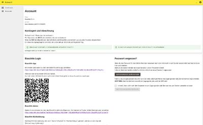 1. Öffne dein Account-Management (https://account.biaschtln.cloud). Klicke in der linken Leiste auf "Accounts" und anschließend auf den gewünschten Account. Auf der Seite findest du einen QR-Code, der von den Kellner gescanned werden muss.