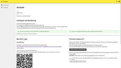 2. Entsprechenden Account in der Leiste links auswählen Falls der Account noch nie verwendet wurde kann durch Klick auf "Admin Passwort vergessen" ein Passwort gesetzt werden